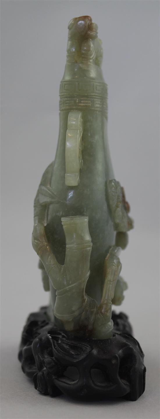 A Chinese celadon jade vase and cover, late 19th / early 20th century,